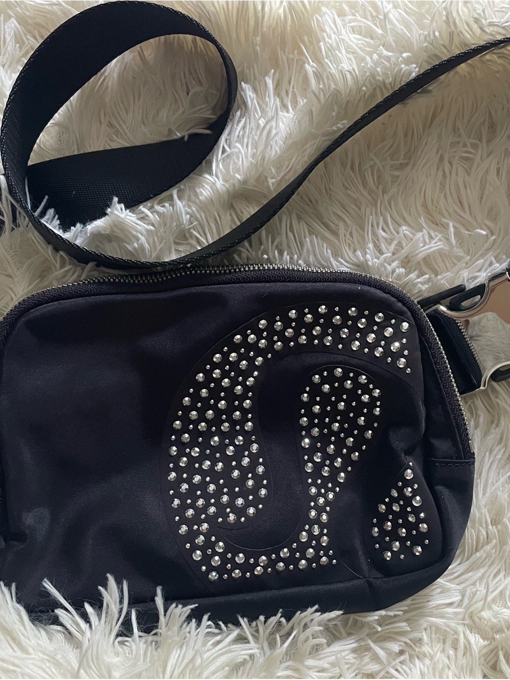 Black Studded Crossbody Bag - Sleek Everyday Shoulder Bag